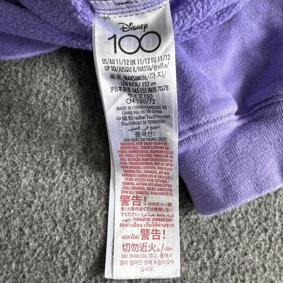 Disney 100 Years Of Wonder Hoodie Youth Kids 11/12 Purple Embroidered Sweatshirt - Picture 4 of 11